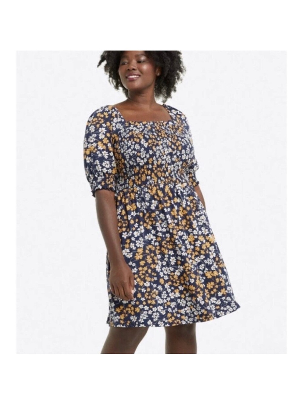 Draper James Dress Women's 2X Smocked Off Shoulder Floral Boho Stretch Preppy